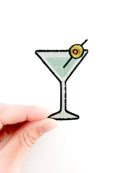 Martini Cocktail Embroidered Iron On Patch