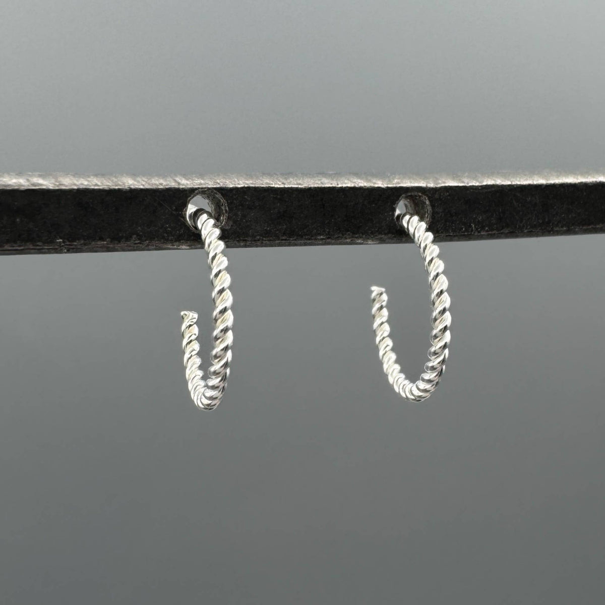 Sterling Silver Twisted Rope Huggie Hoops