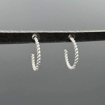 Sterling Silver Twisted Rope Huggie Hoops