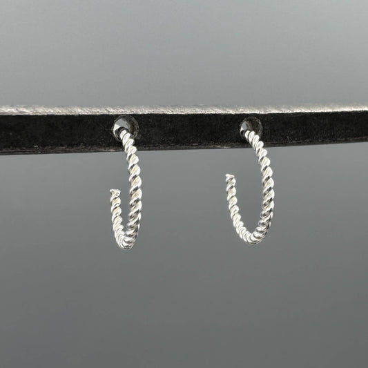 Sterling Silver Twisted Rope Huggie Hoops