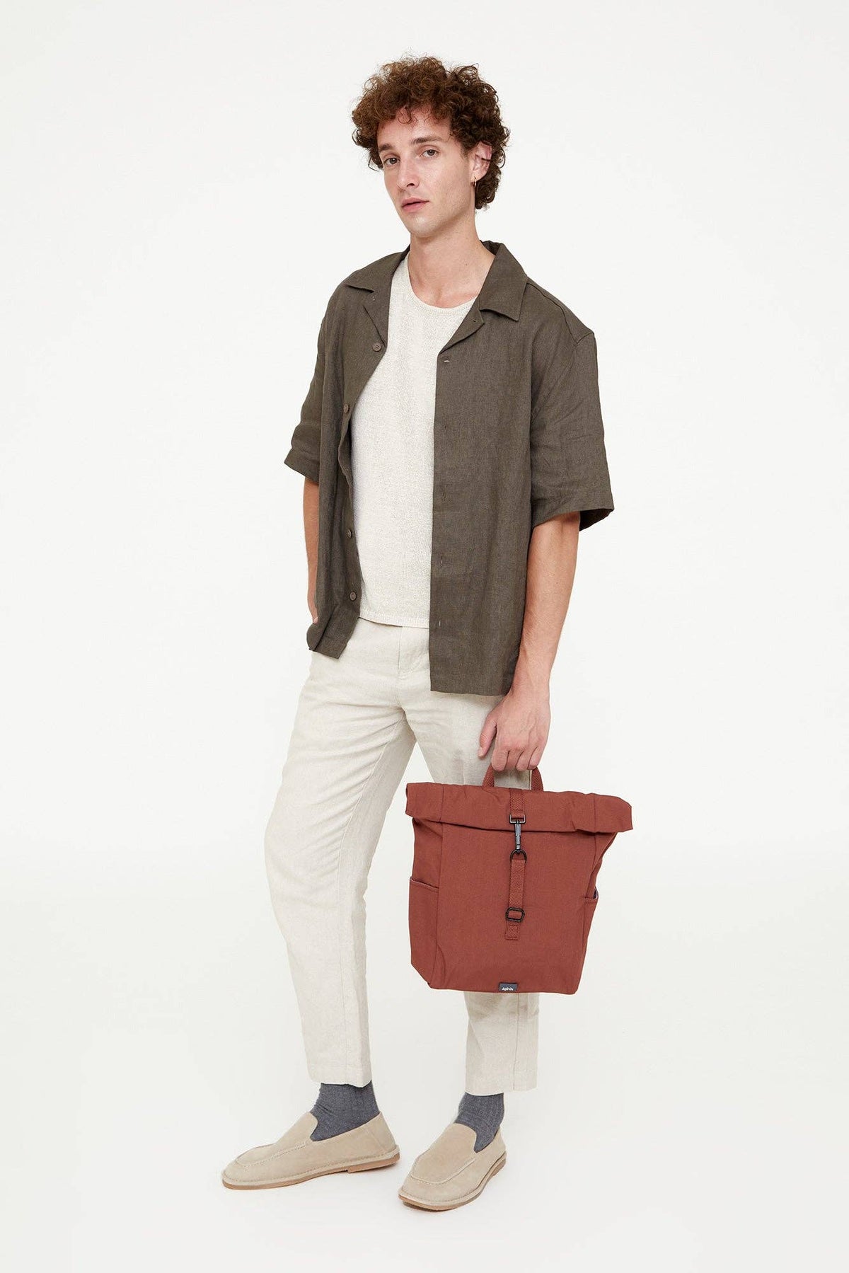 Recycled Roll-Top Mini Backpack, Bronze