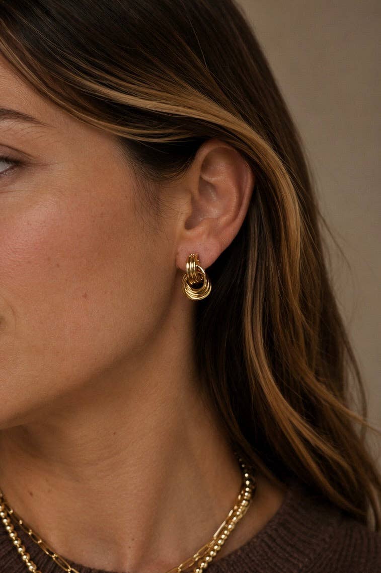 Gold Triple Knot Stud Earrings