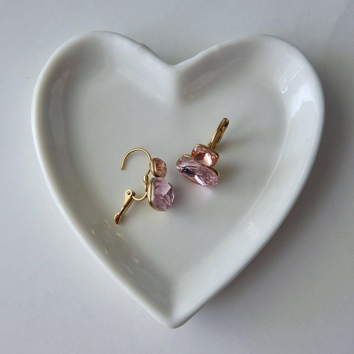 Blush Aura Pink Stone Drop Earrings Gold Plated