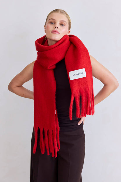 Crimson Red Stockholm Recycled Winter Scarf