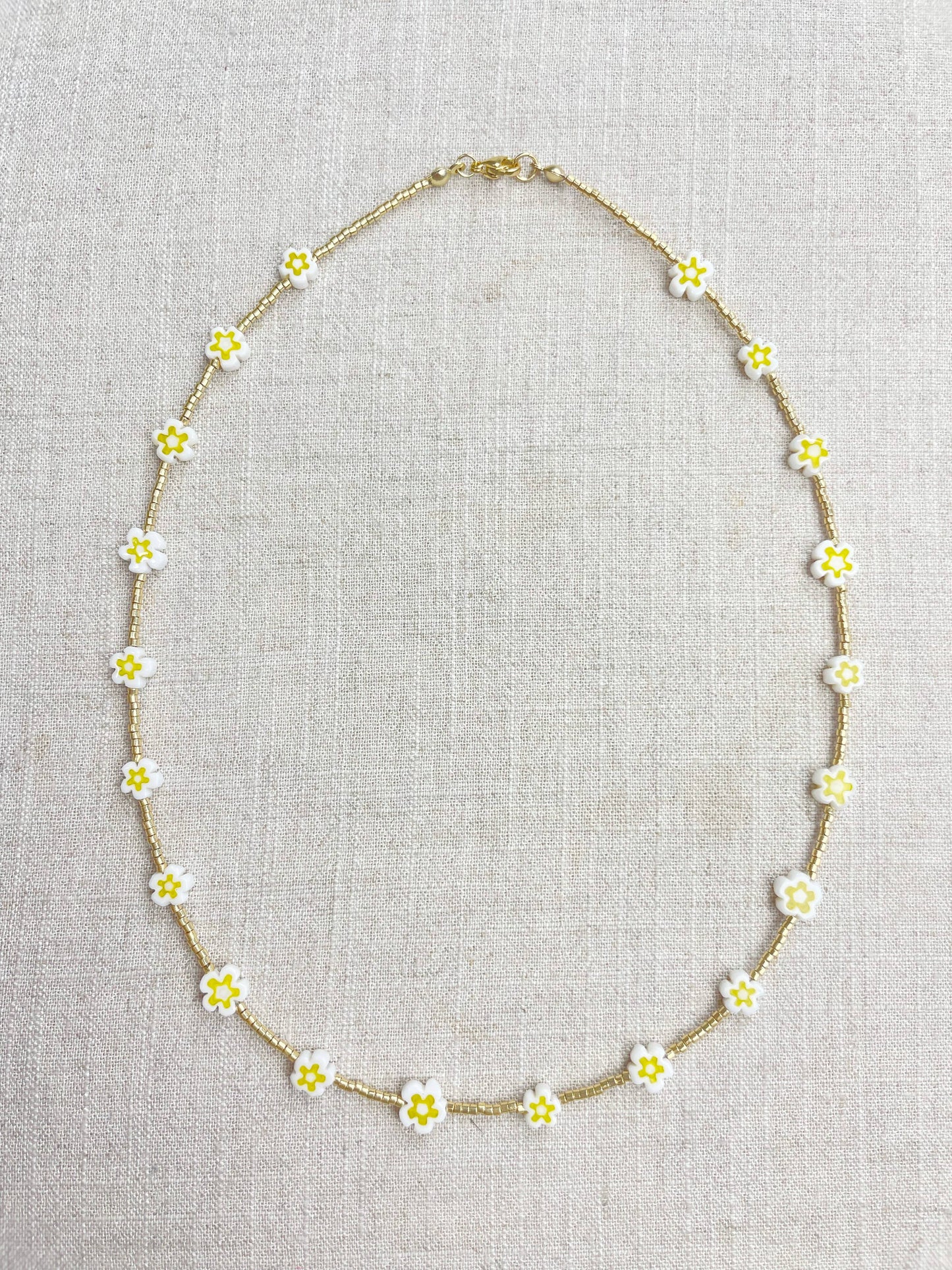 Glass Floral Beaded Delicate Necklace
