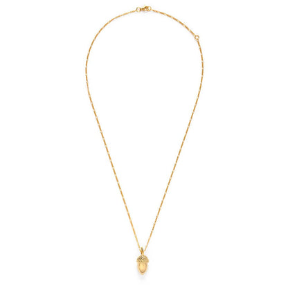 Acorn Pendant Necklace, Gold Plated Brass