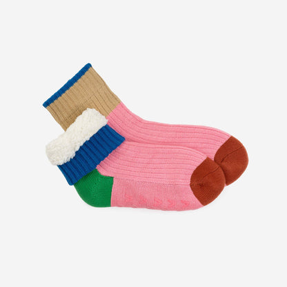 Minima Fleece Lined Knit House Socks Colorblock