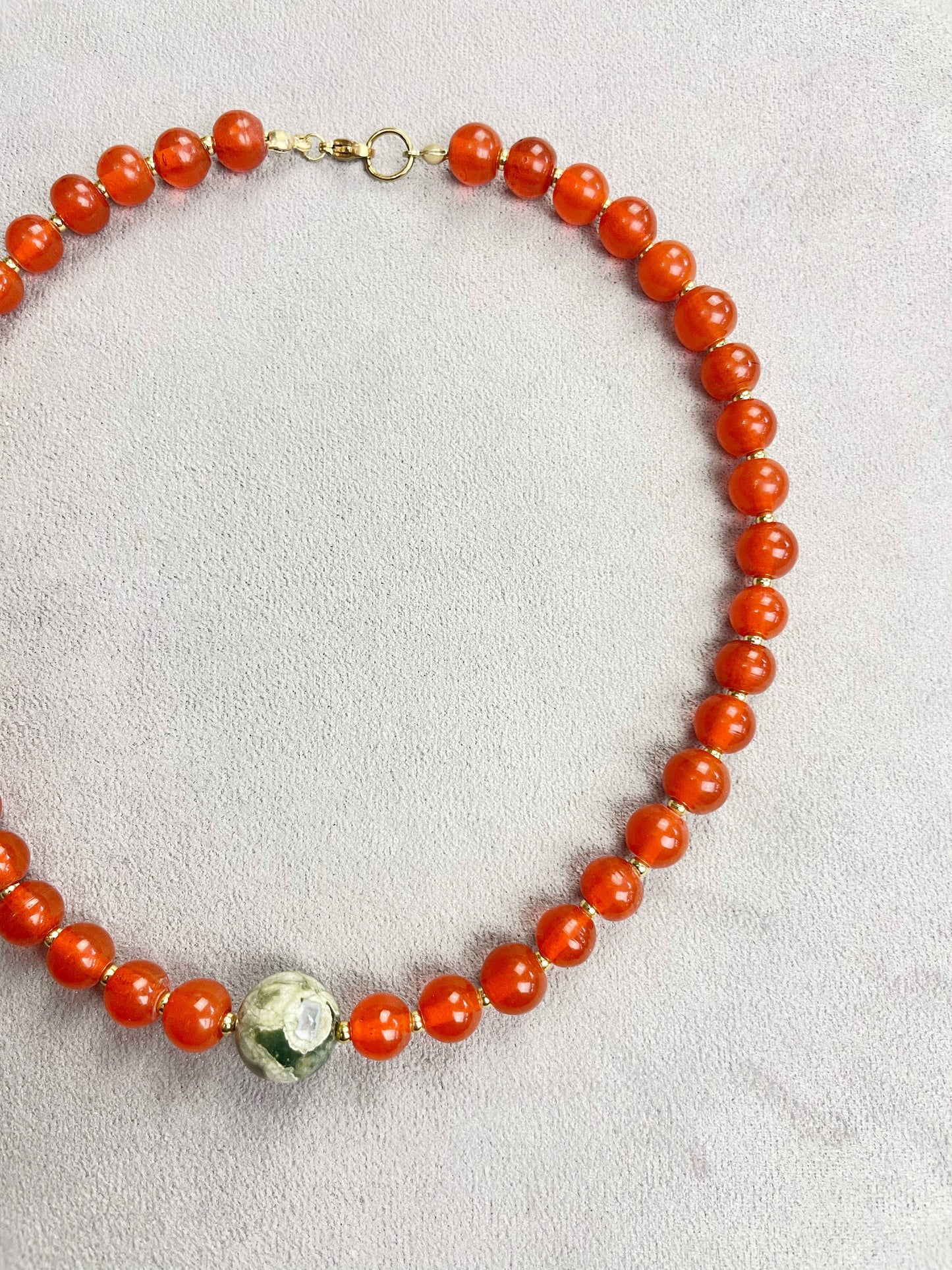 Vintage Rhyolite Orange Beaded Necklace