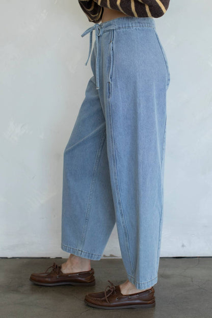 Trini Denim Barrel Jeans with Drawstring
