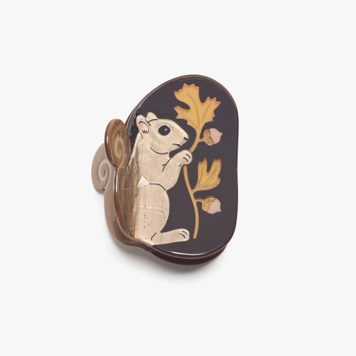 Oak Squirrel and Acorn Acetate Hair Claw Clip