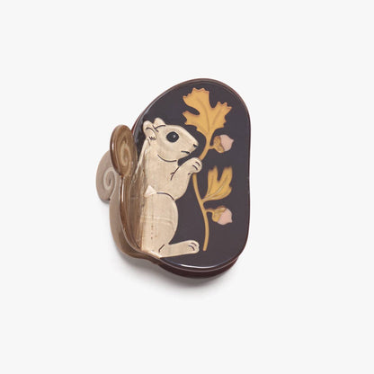 Oak Squirrel and Acorn Acetate Hair Claw Clip