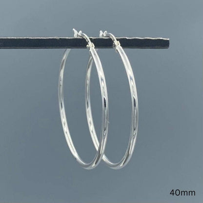 2mm Sterling Silver Tube Hoop Earrings