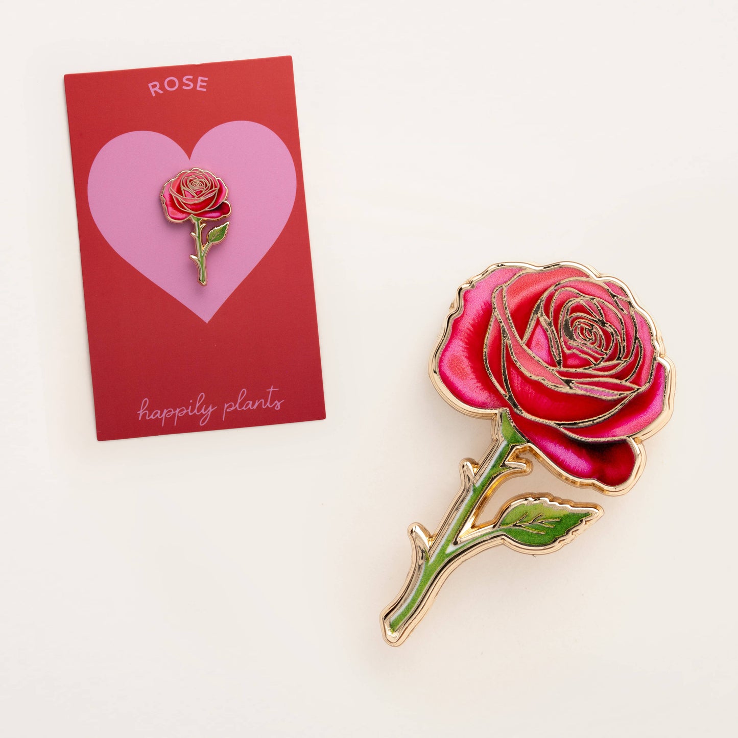 Red Rose Enamel Brooch Lapel Pin