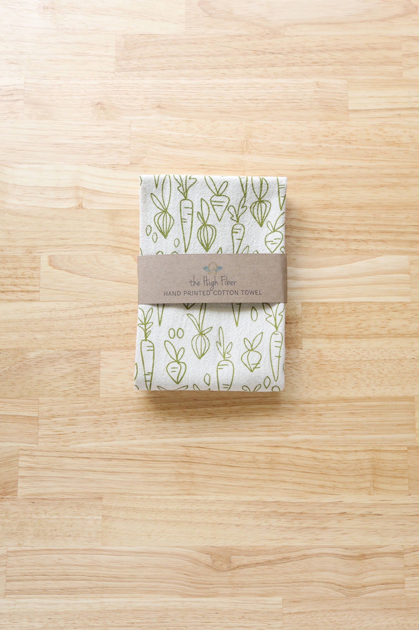 Root Vegetable, Handprinted Cotton Kitchen Towel