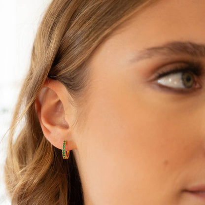 Emerald Green Huggie Hoop Earrings