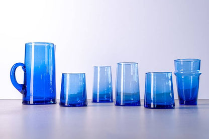 Moroccan Beldi Glassware - Blue