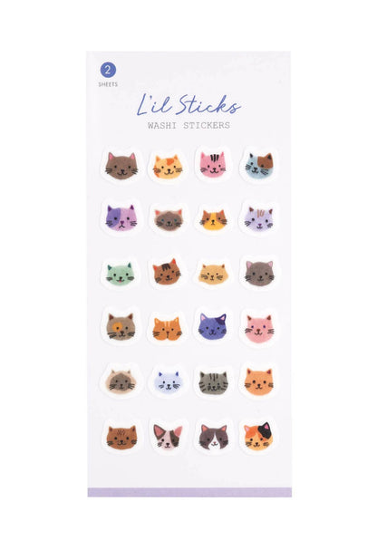 Cats Washi Stickers, 2 Sheets