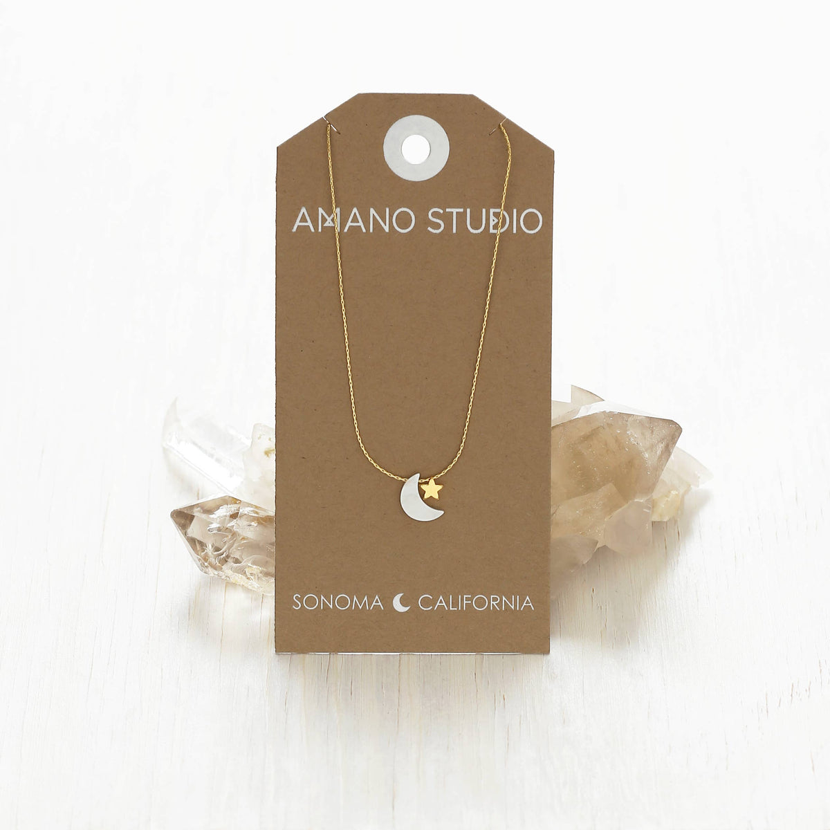 Mother of Pearl Moon and Star Necklace