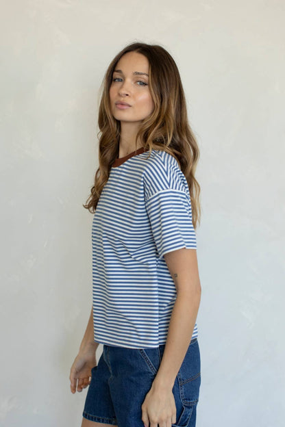 Relaxed Fit Contrast Collar Tee