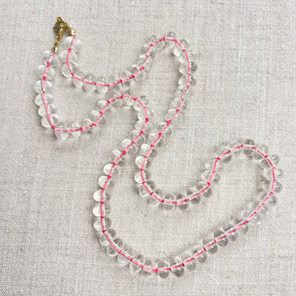 Clear Glass Hand-knotted Beaded Necklace