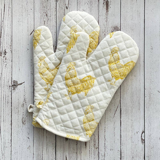 Rooster Print Cotton Oven Mitt