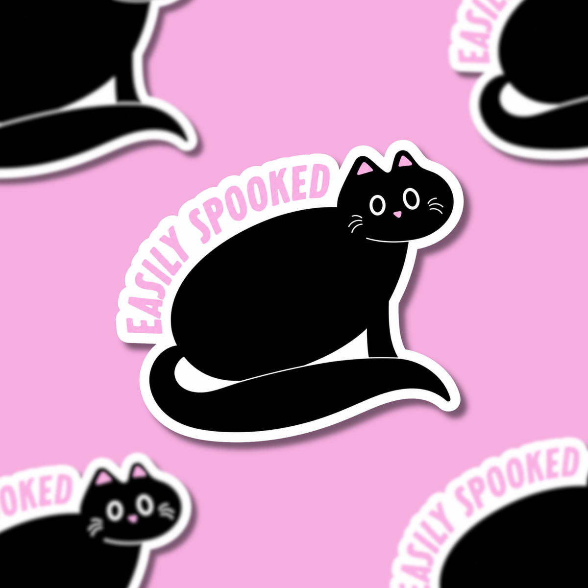 Easily Spooked Cat Halloween Sticker