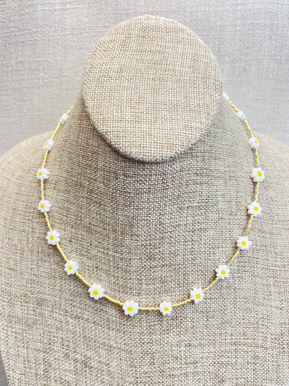 Glass Floral Beaded Delicate Necklace