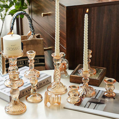 Amber Glass Taper Candle Holder