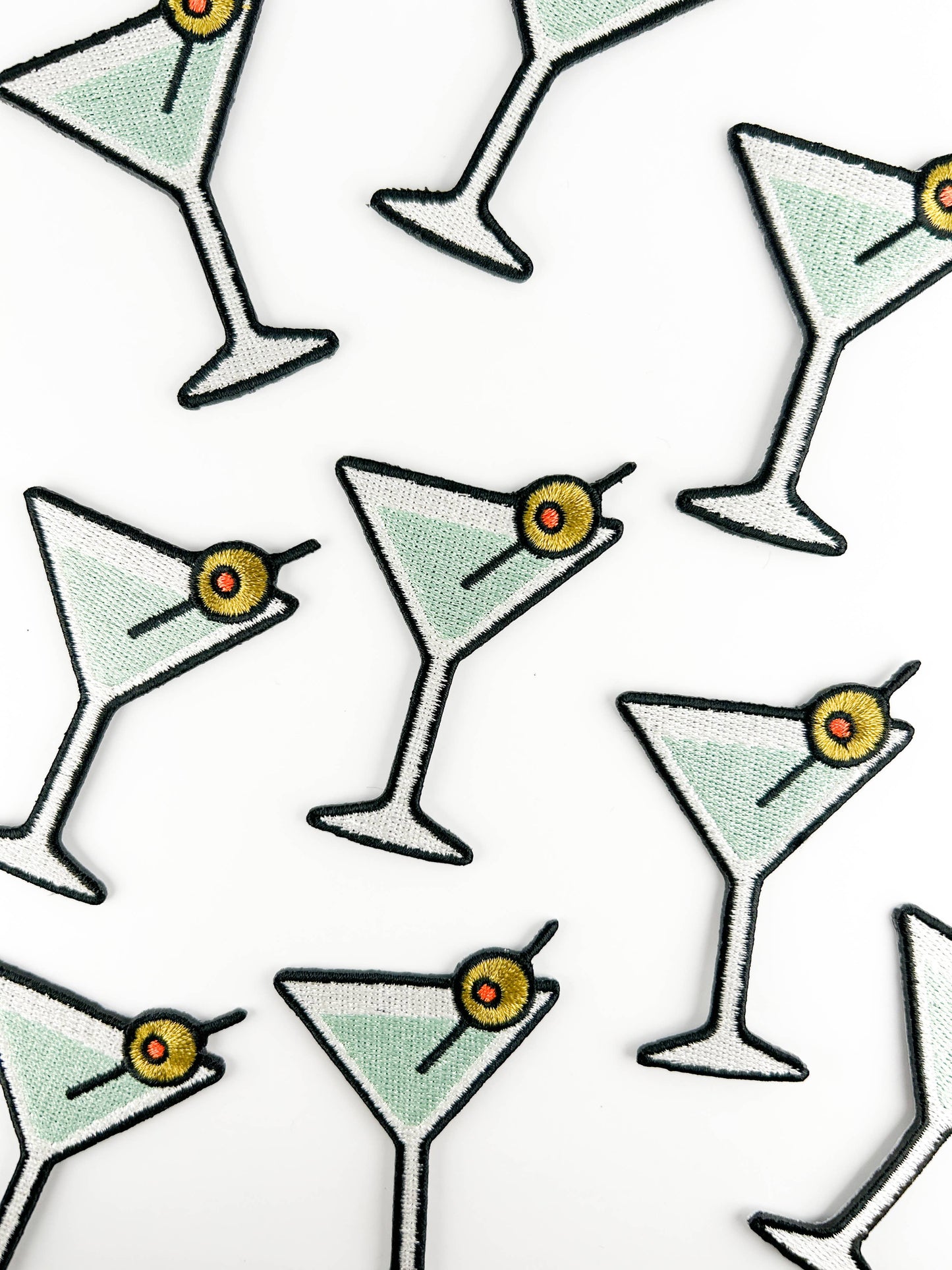Martini Cocktail Embroidered Iron On Patch