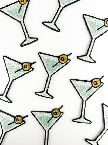 Martini Cocktail Embroidered Iron On Patch