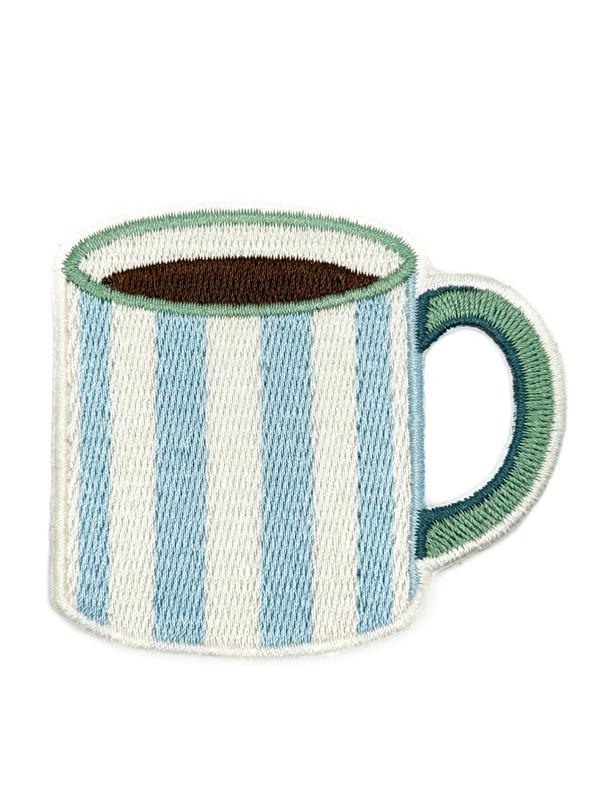 Striped Coffee Mug Embroidered Iron On Patch