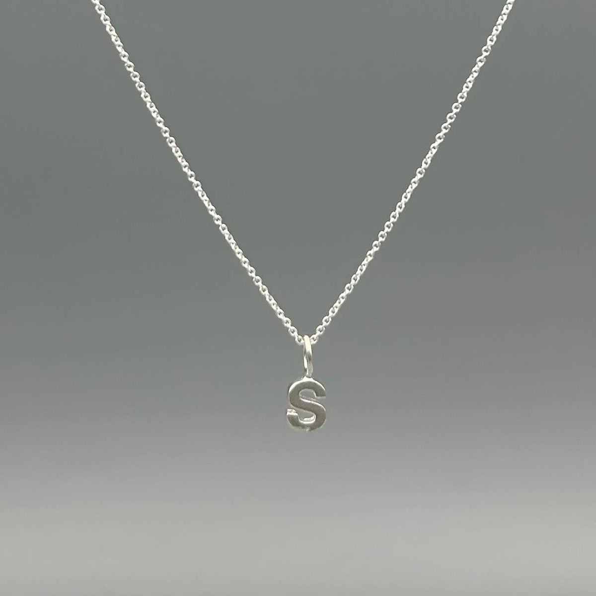 Sterling Silver Block-Letter Initial Necklace