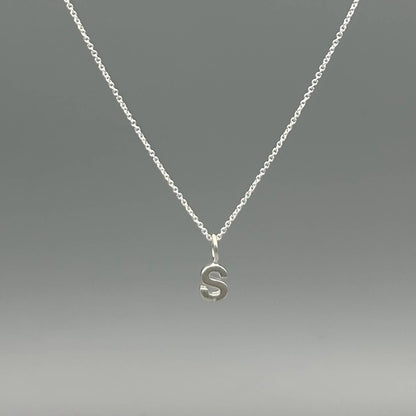 Sterling Silver Block-Letter Initial Necklace
