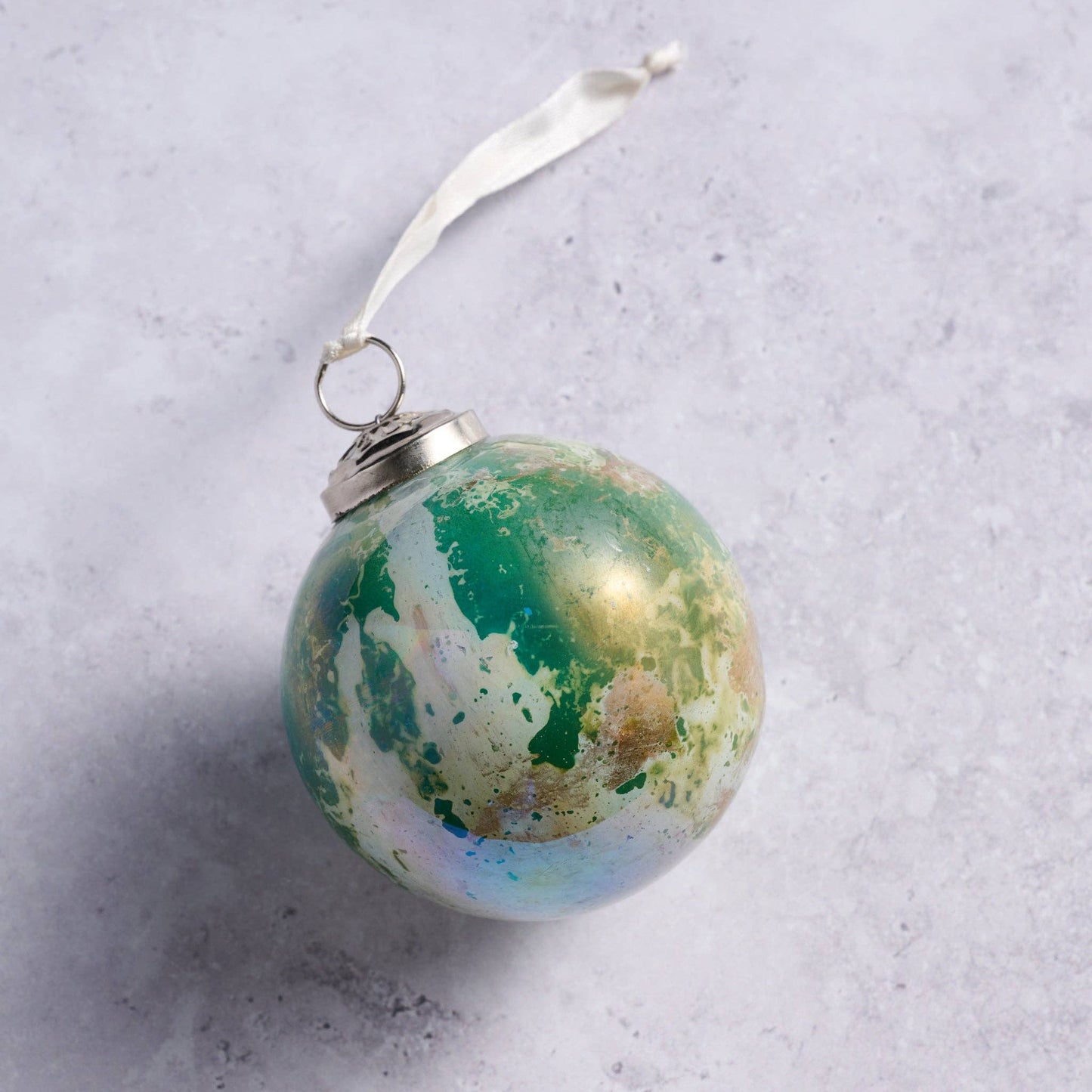 Recycled Glass Watercolor Ball Ornament