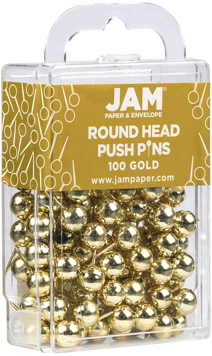 Gold Round Head Push Pins, 100 Pack