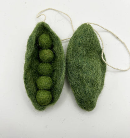 Felted Wool "Peas in a Pod" ornament