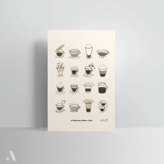 Italian Espresso Drinks Art Poster