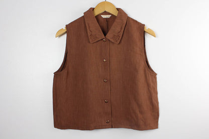 Upcycled Cropped Button-Up Blouse