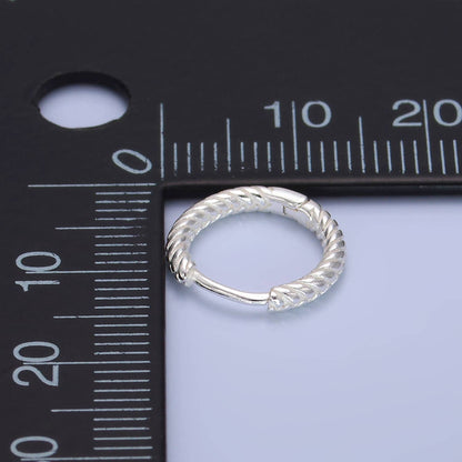 Sterling Silver Textured Hoop Earrings