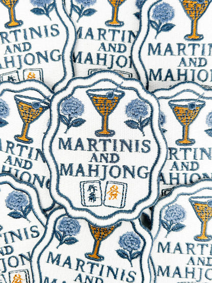 Martinis and Mahjong Embroidered Iron On Patch