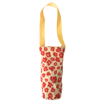 Cotton Canvas Wine Tote, Poppy and Sunshine