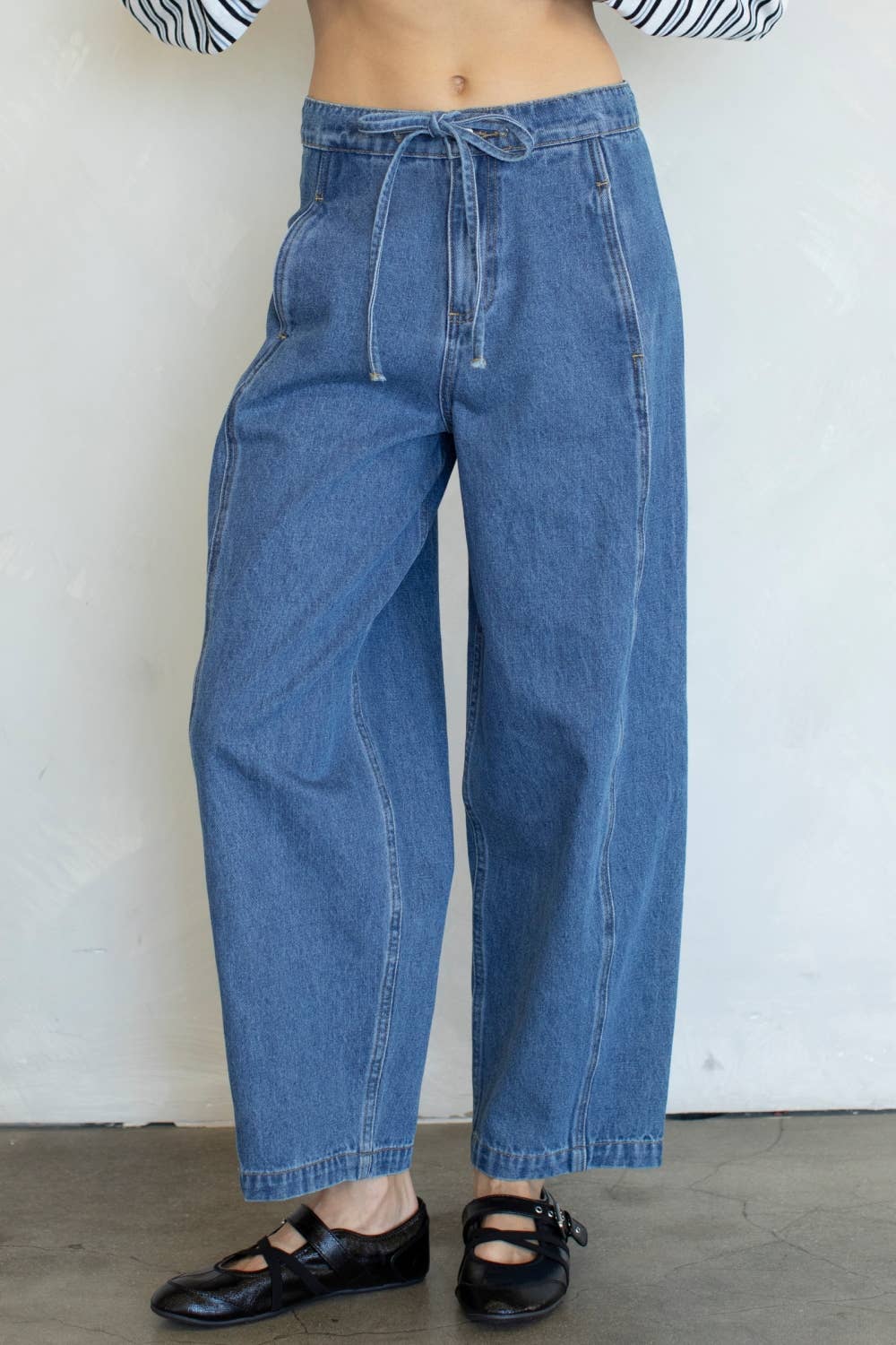 Trini Denim Barrel Jeans with Drawstring