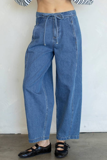 Trini Denim Barrel Jeans with Drawstring
