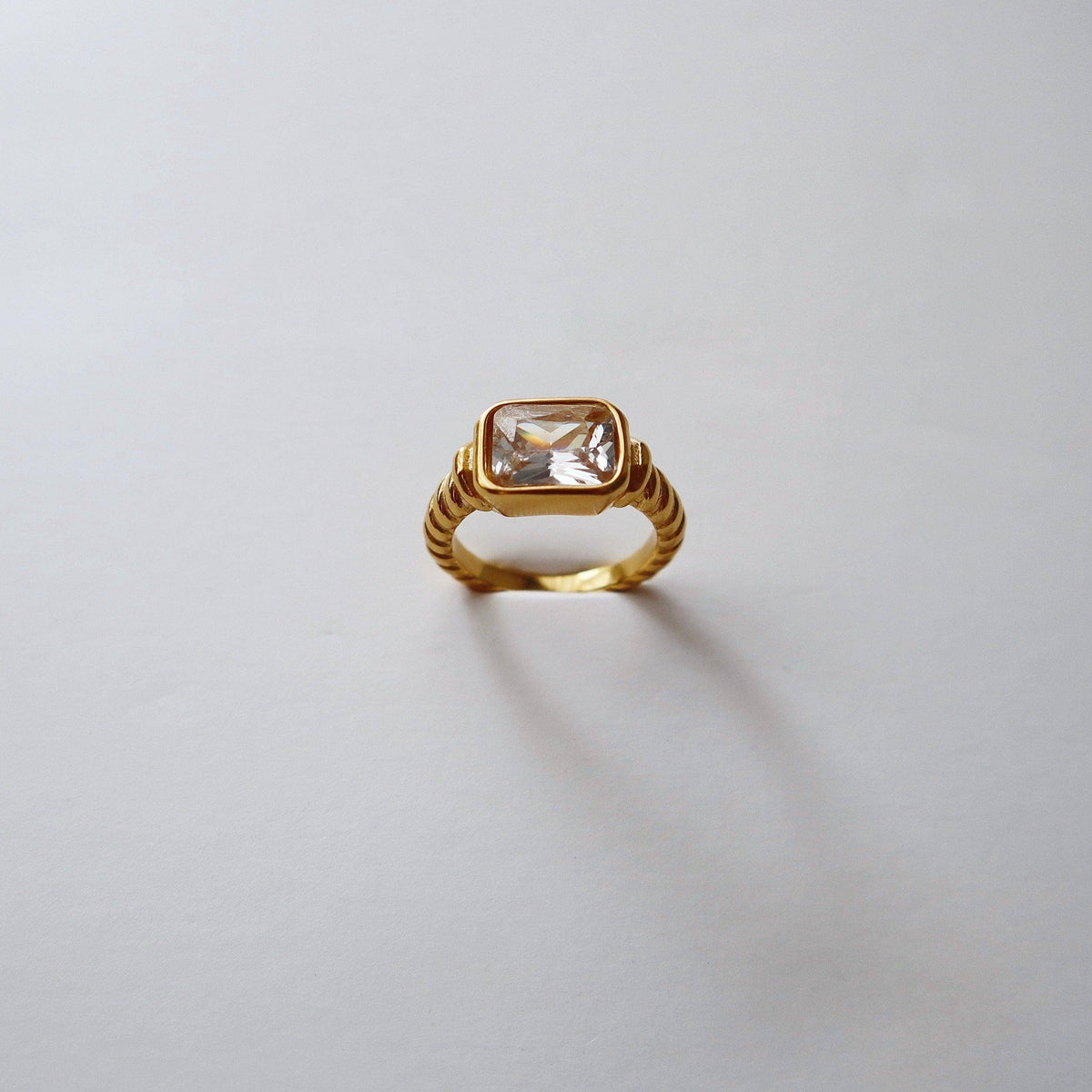 Waverly Zirconia Statement Ring Gold Plated