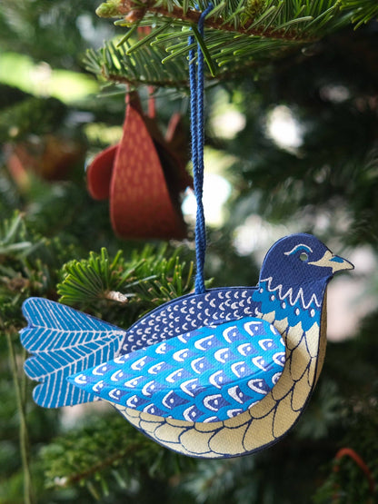 Dove Screen Printed Paper Christmas Ornament