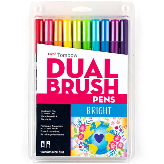Tombow Dual Brush Pen Art Markers Bright 10 Pack
