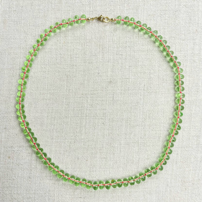 Mint Green Glass Hand-knotted Beaded Necklace