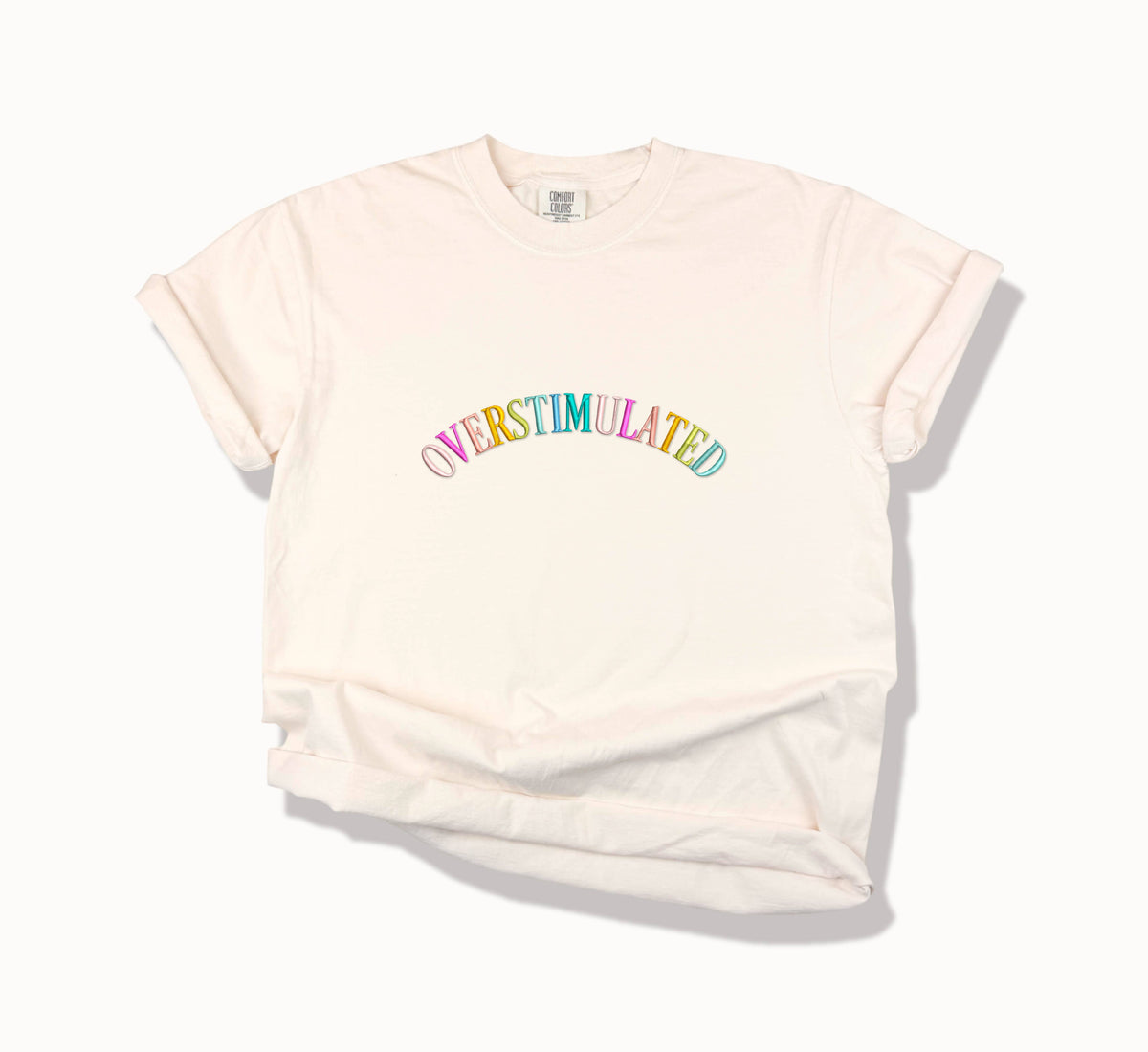 Custom Rainbow Embroidered Wording Tee