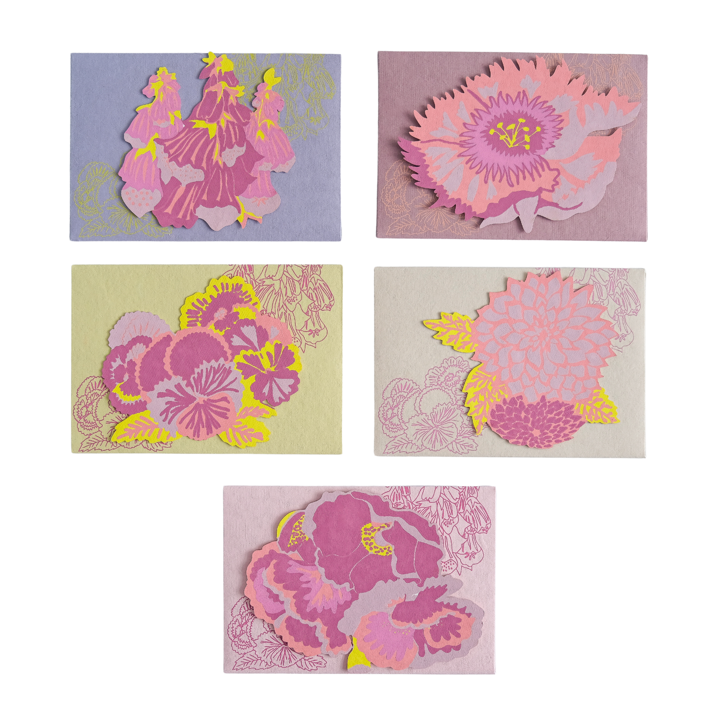 Floral Screen Printed Notecard Set