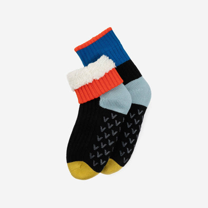 Minima Fleece Lined Knit House Socks Colorblock